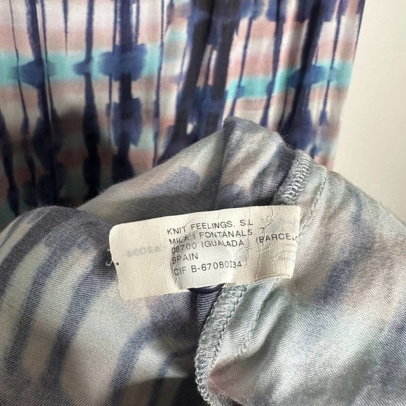 Sita Murt Tie Dye Maxi Dress Women's Short Sleeve Button Down Slit Blue 36 4 - Picture 8 of 9